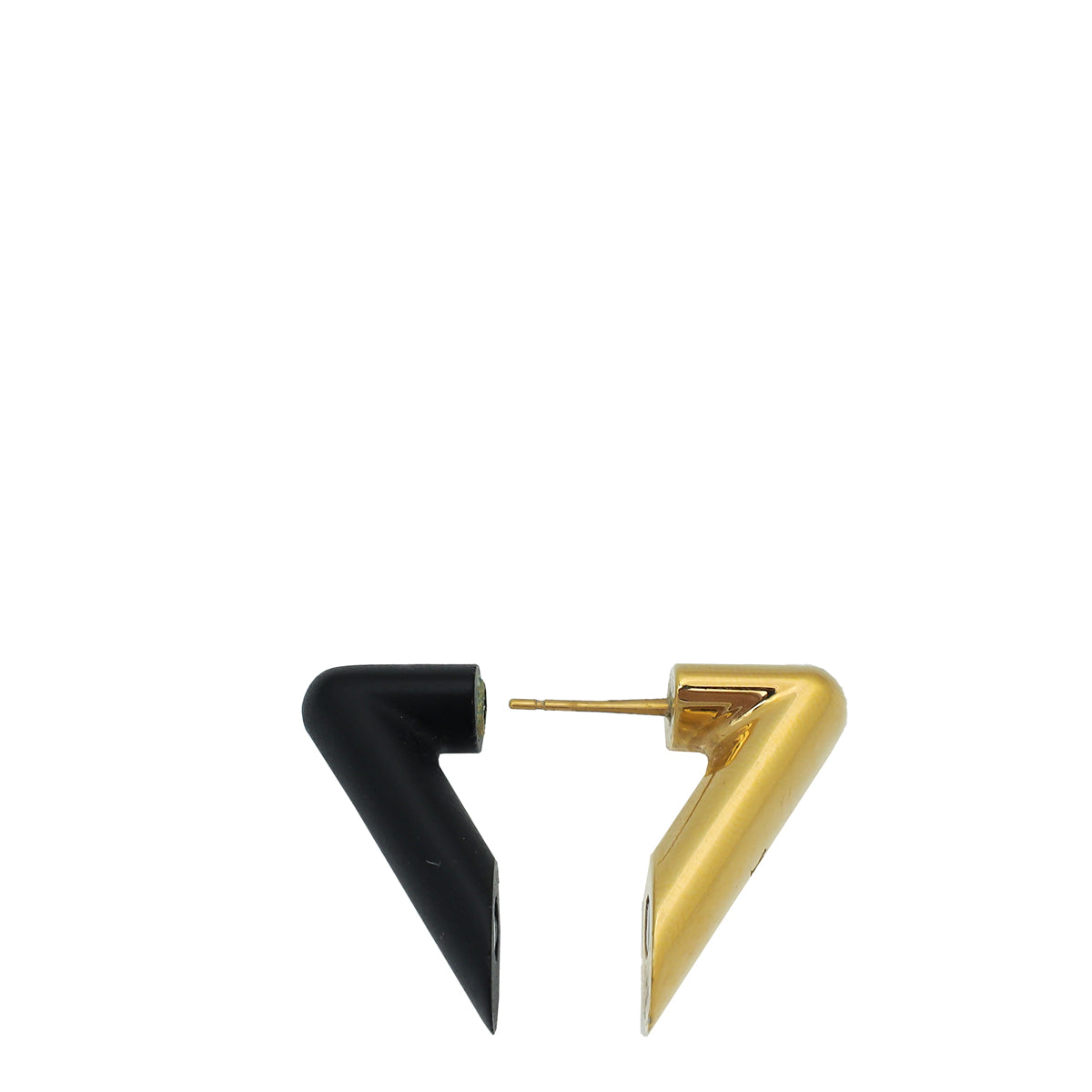 Louis Vuitton Gold Finish Black Essential V Earrings