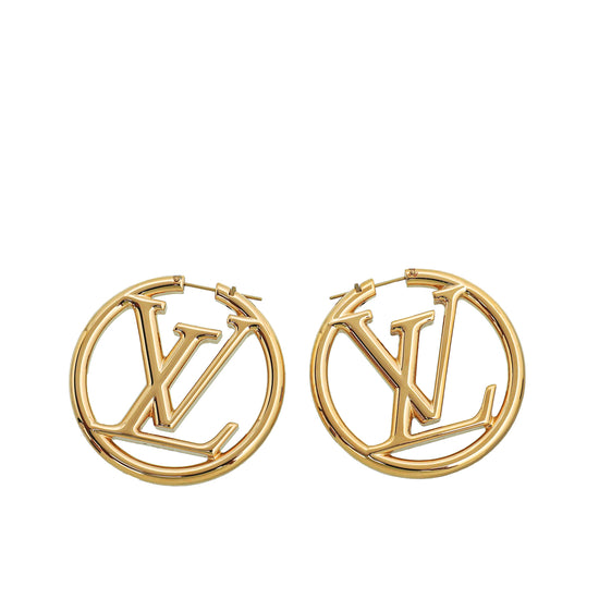 Louis Vuitton Gold Finish Louise Hoop GM Earrings