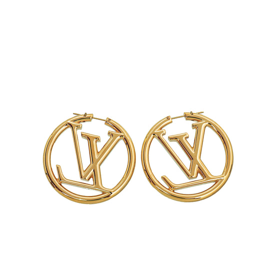 Louis Vuitton Gold Finish Louise Hoop GM Earrings