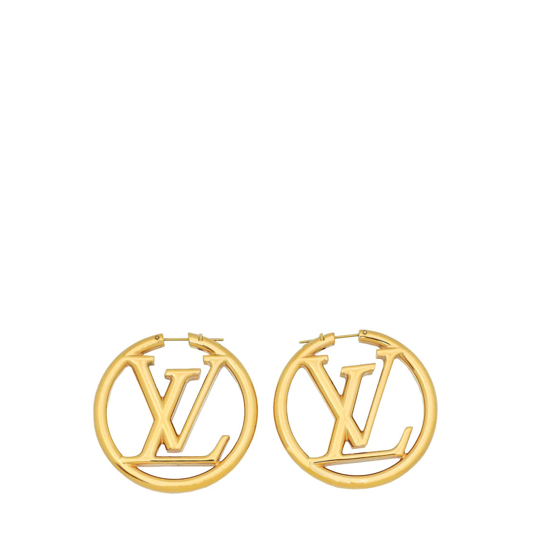 Louis Vuitton Gold Louise Hoop GM Earrings-Louis Vuitton-THE CLOSET