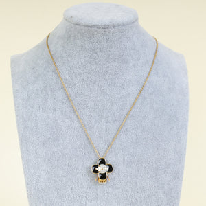 Louis Vuitton 18K 3 Golds Vivienne Diamond Black Lacquer Pendant Necklace