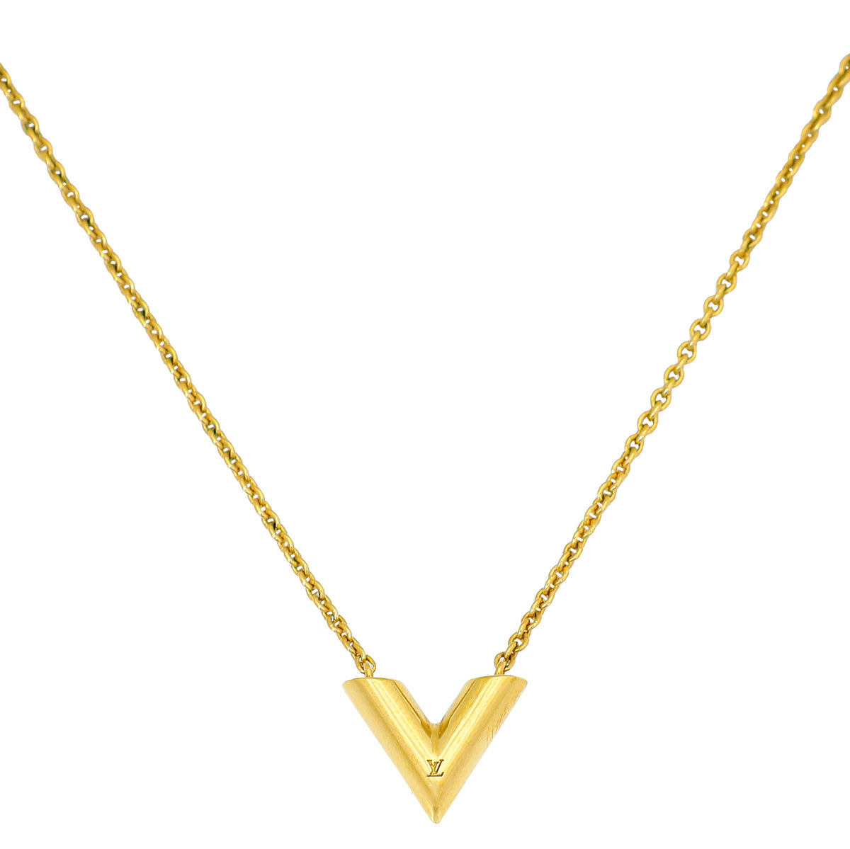 Louis Vuitton Gold Finish Essential V Necklace