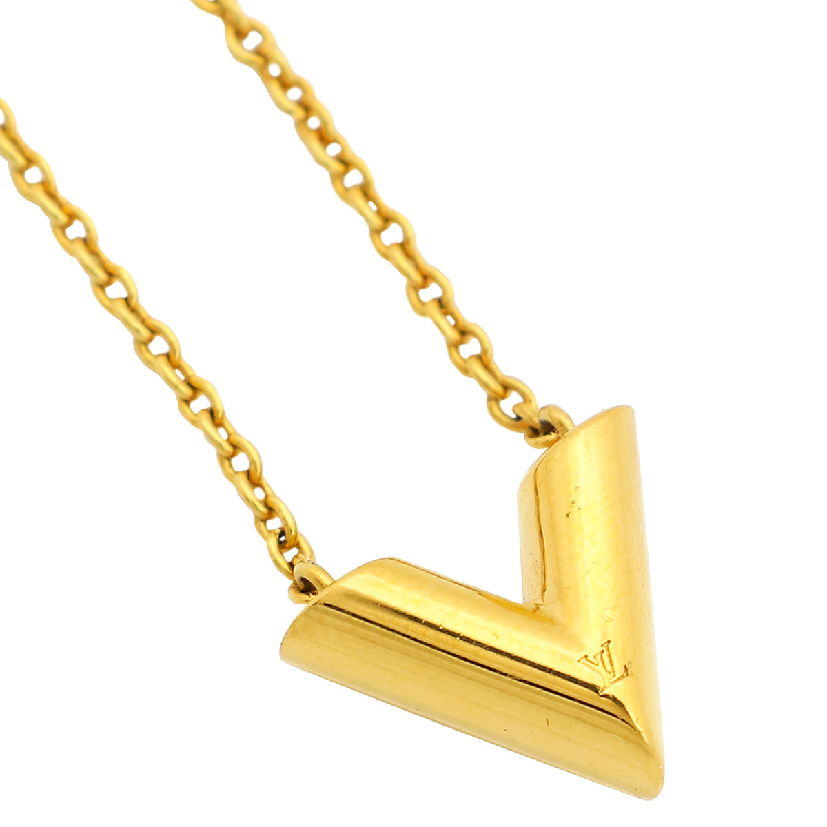 Louis Vuitton Gold Finish Essential V Necklace-Louis Vuitton-THE CLOSET