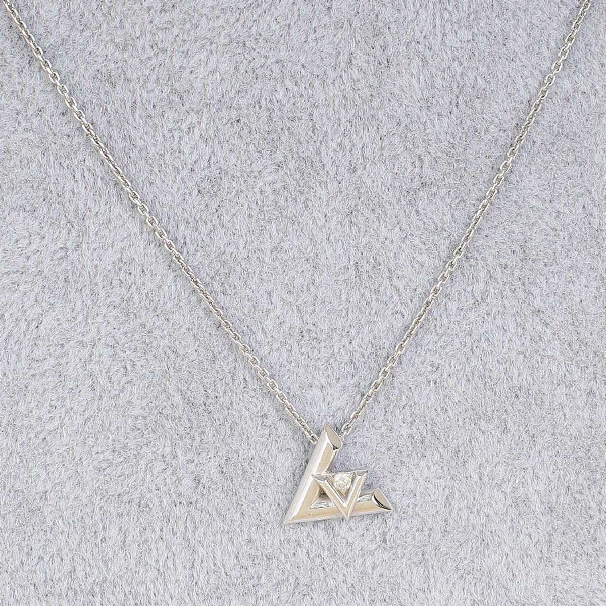 Louis Vuitton 18K White Gold Diamond Volt One Small Pendant Necklace-Louis Vuitton-THE CLOSET