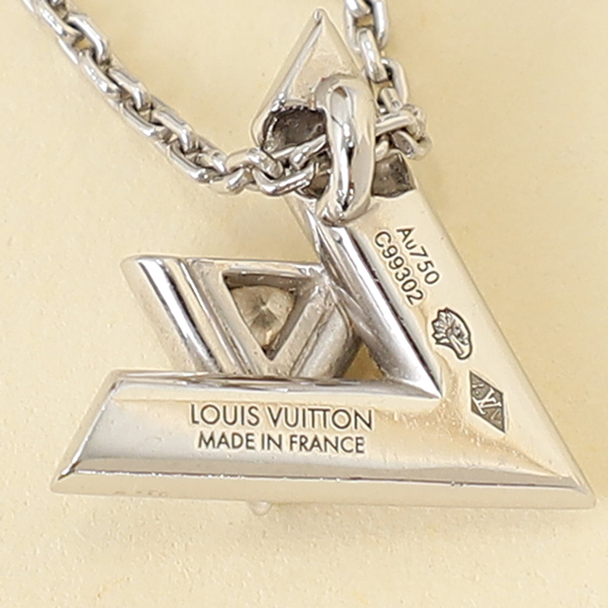 Louis Vuitton 18K White Gold Diamond Volt One Small Pendant Necklace-Louis Vuitton-THE CLOSET