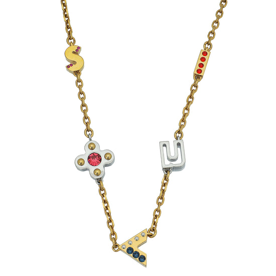 Pre-owned Louis Vuitton Multicolor Crustal Love Letter Timeless Long  Necklace