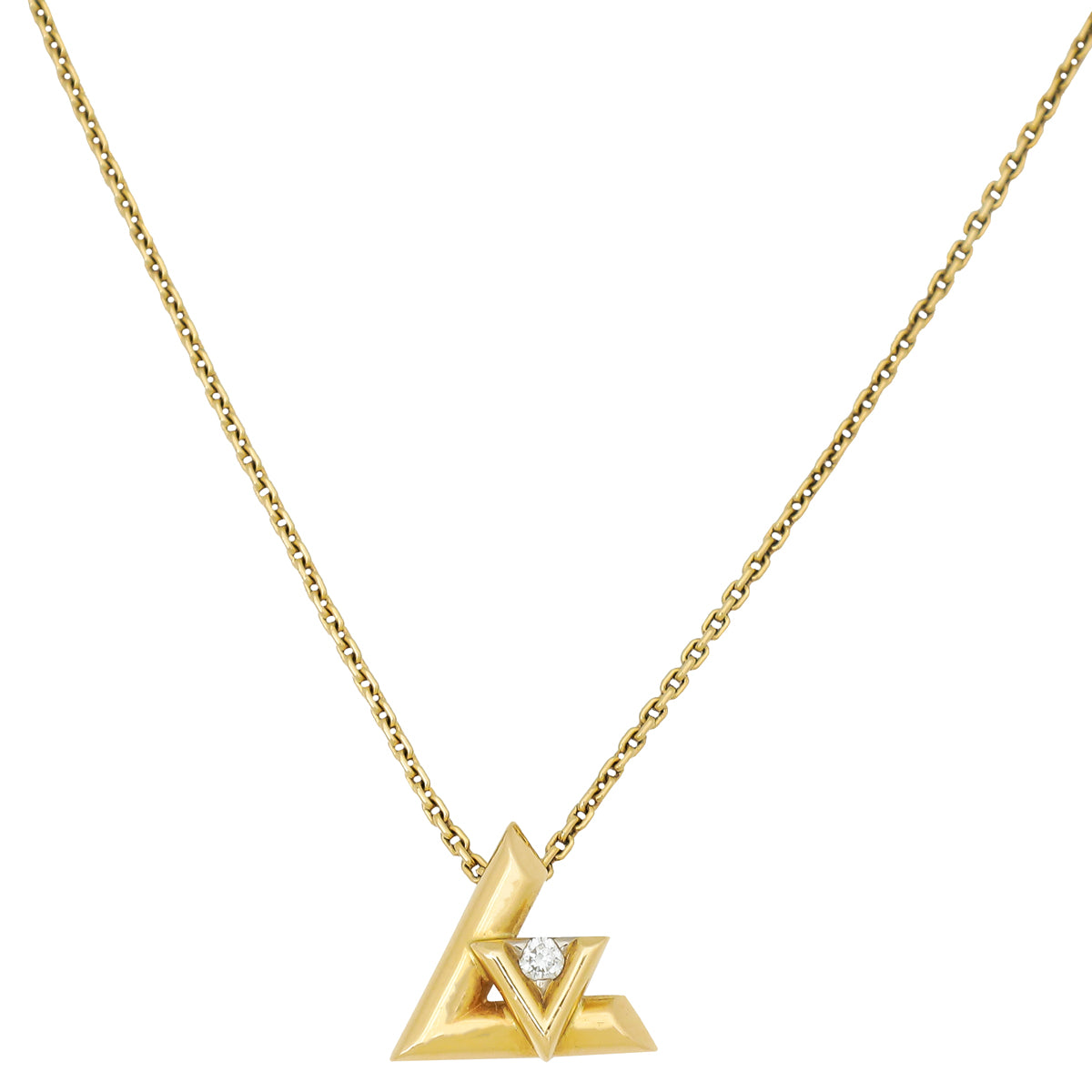 Louis Vuitton 18K Yellow Gold Diamond Volt One Small Pendant Necklace