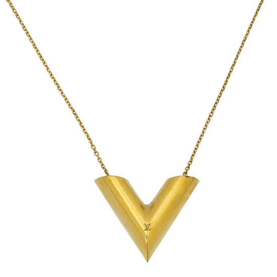 Louis Vuitton Gold Tone Essential V Necklace Louis Vuitton | The Luxury  Closet
