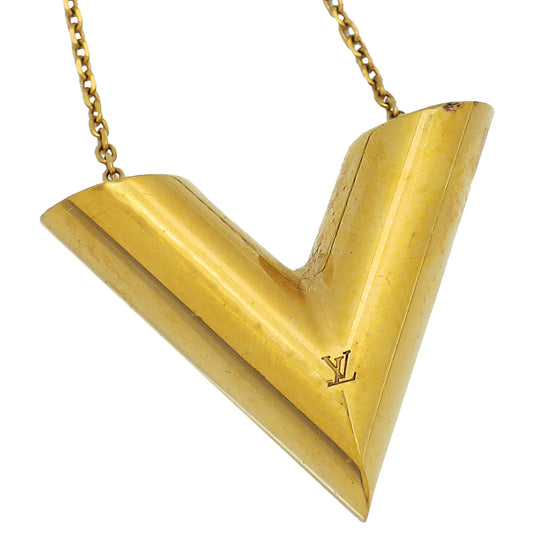 Louis Vuitton Gold Tone Essential V Necklace Louis Vuitton | The Luxury  Closet