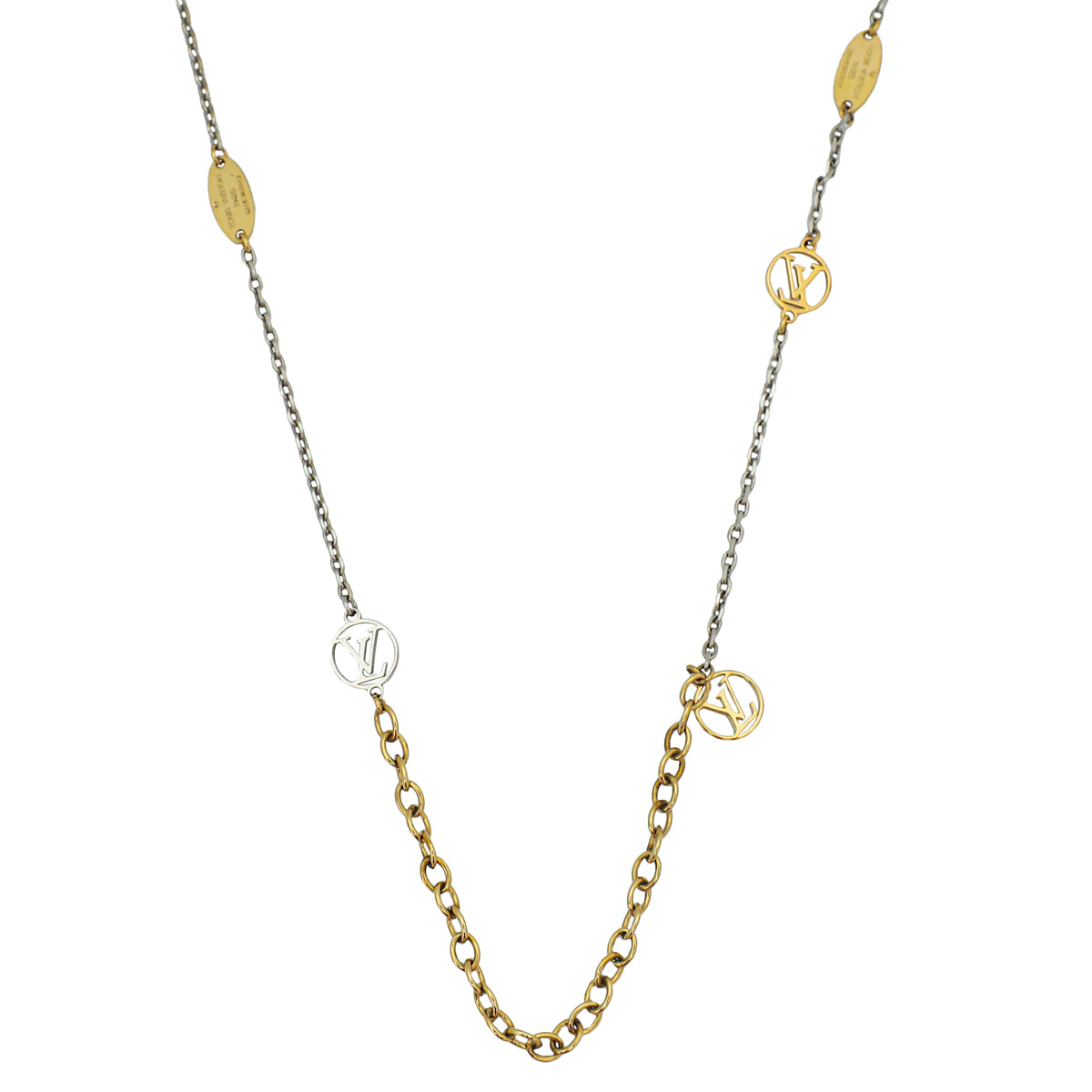 Louis Vuitton Bicolor Tone Logomania Sautoir Necklace-Louis Vuitton-THE CLOSET