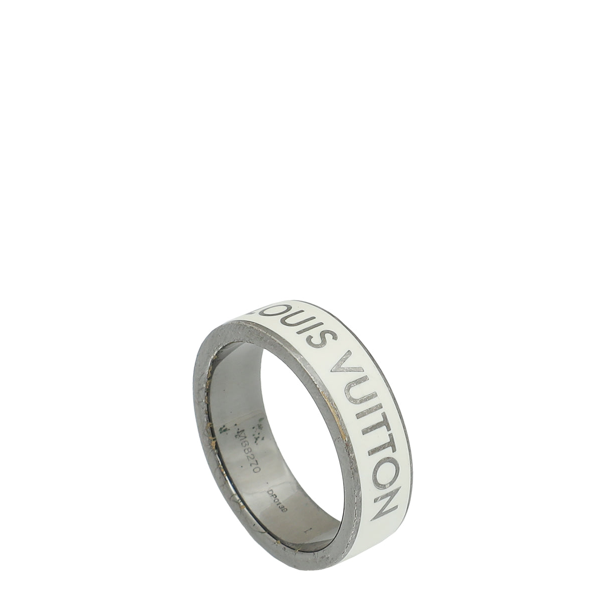 Louis Vuitton White Monogram Large Enamel Men's Ring 63-Louis Vuitton-THE CLOSET