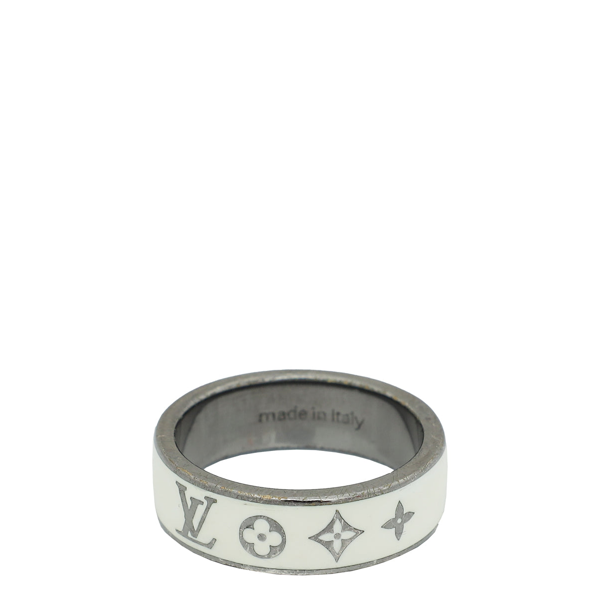 Louis Vuitton White Monogram Large Enamel Men's Ring 63-Louis Vuitton-THE CLOSET