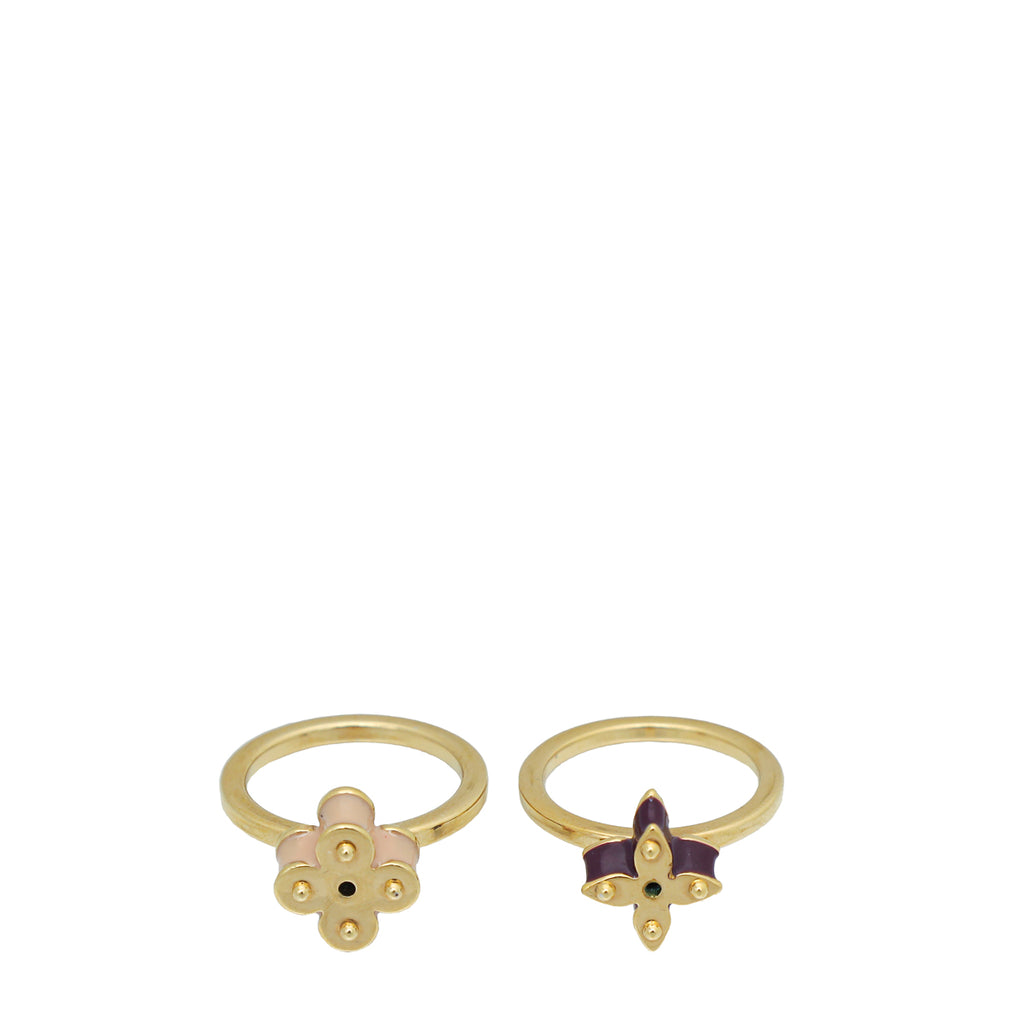 Louis Vuitton Silvertone Monogram Sweet Flower Ring Set Size 7.5 - Yoogi's  Closet