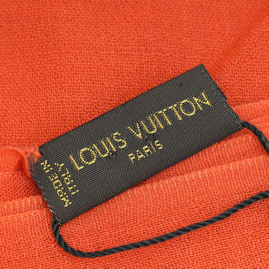 Louis Vuitton Rust Logo Signature Logo Cashmere Scarf