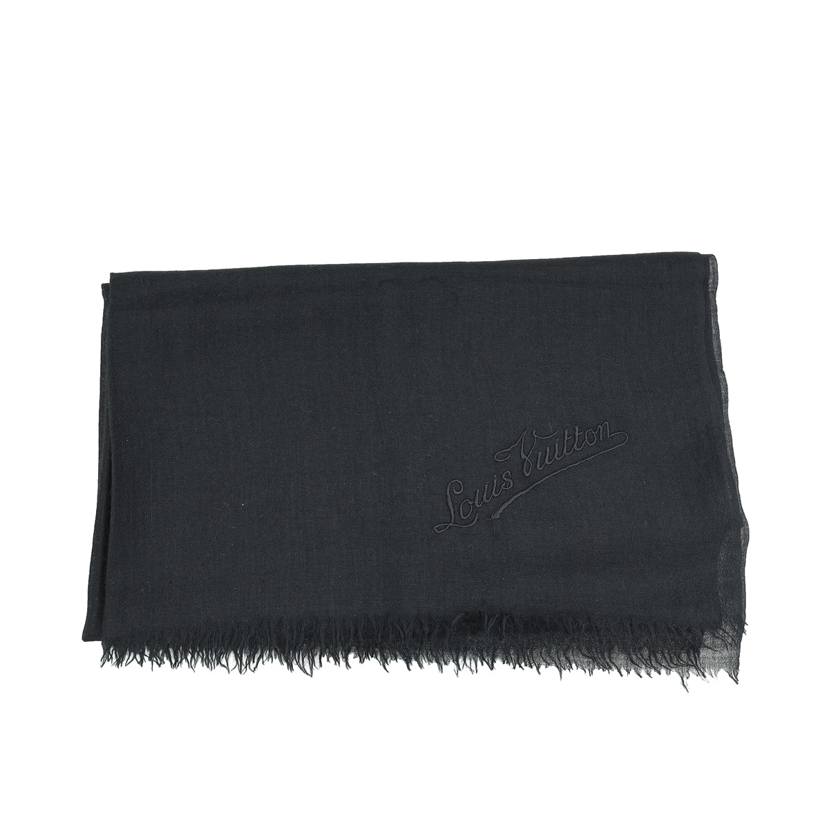 Louis Vuitton Black Logo Signature Logo Cashmere Scarf-Louis Vuitton-THE CLOSET