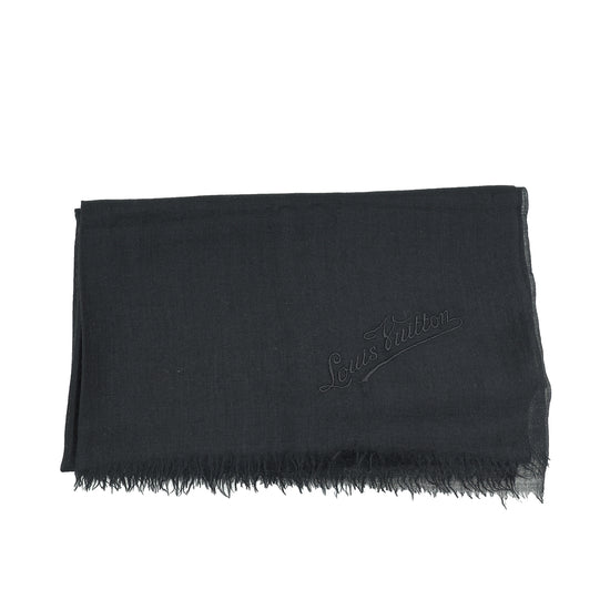 Louis Vuitton Black Logo Signature Logo Cashmere Scarf