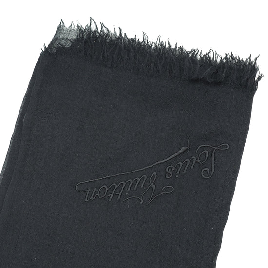 Louis Vuitton Black Logo Signature Logo Cashmere Scarf