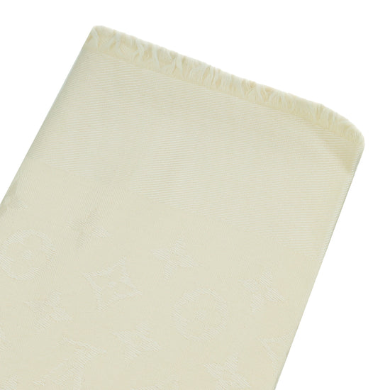 Louis Vuitton Beige Silk Wool Monogram Shawl-Louis Vuitton-THE CLOSET