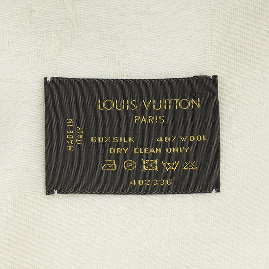 Louis Vuitton Beige Silk Wool Monogram Shawl-Louis Vuitton-THE CLOSET