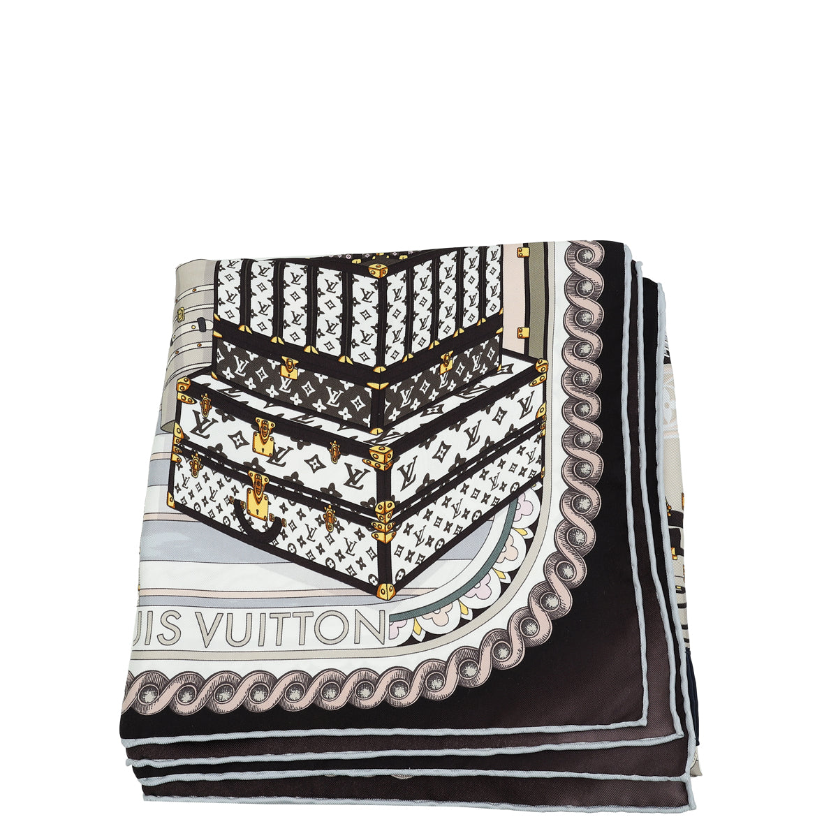 Louis Vuitton Multicolor Silk Monogram Around The World Square Scarf 90-Louis Vuitton-THE CLOSET