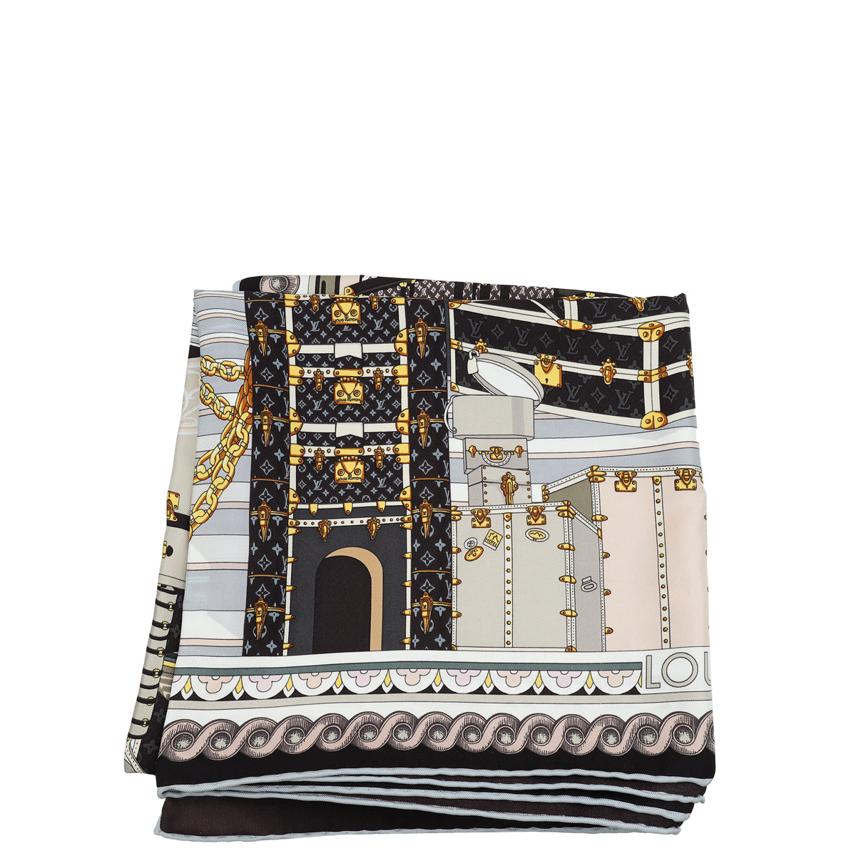 Louis Vuitton Multicolor Silk Monogram Around The World Square Scarf 90-Louis Vuitton-THE CLOSET