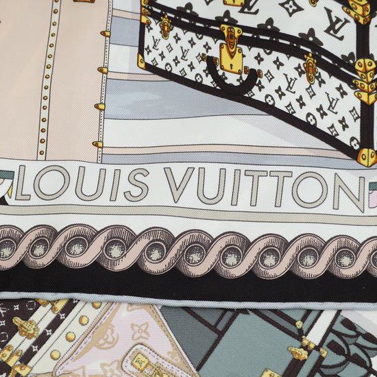 Louis Vuitton Multicolor Silk Monogram Around The World Square Scarf 90