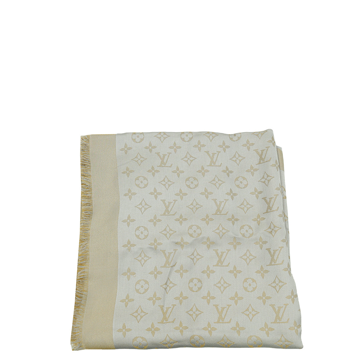 Louis Vuitton Monogram Shawl Greige Silk