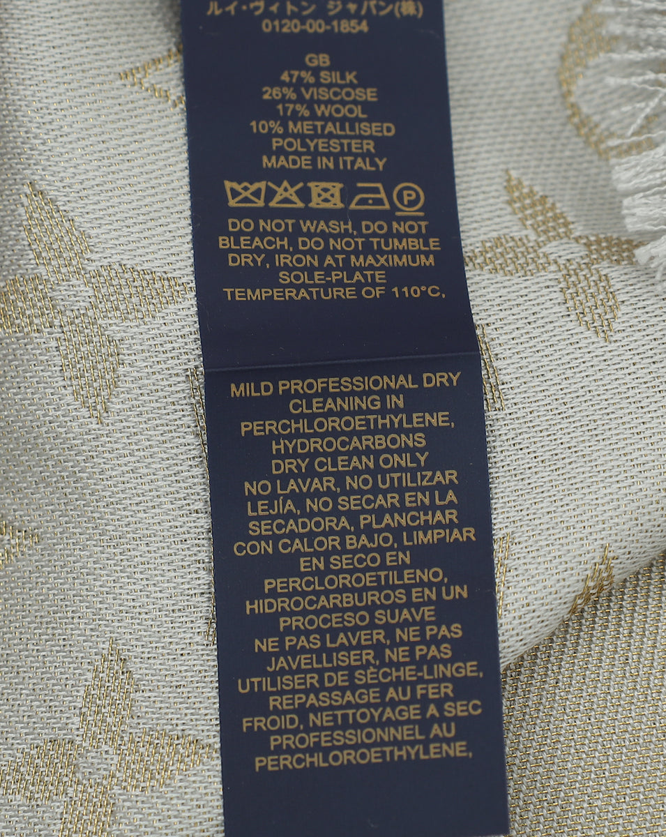 Louis Vuitton Shawl Monogram Shine Greige Silk ref.371486 - Joli