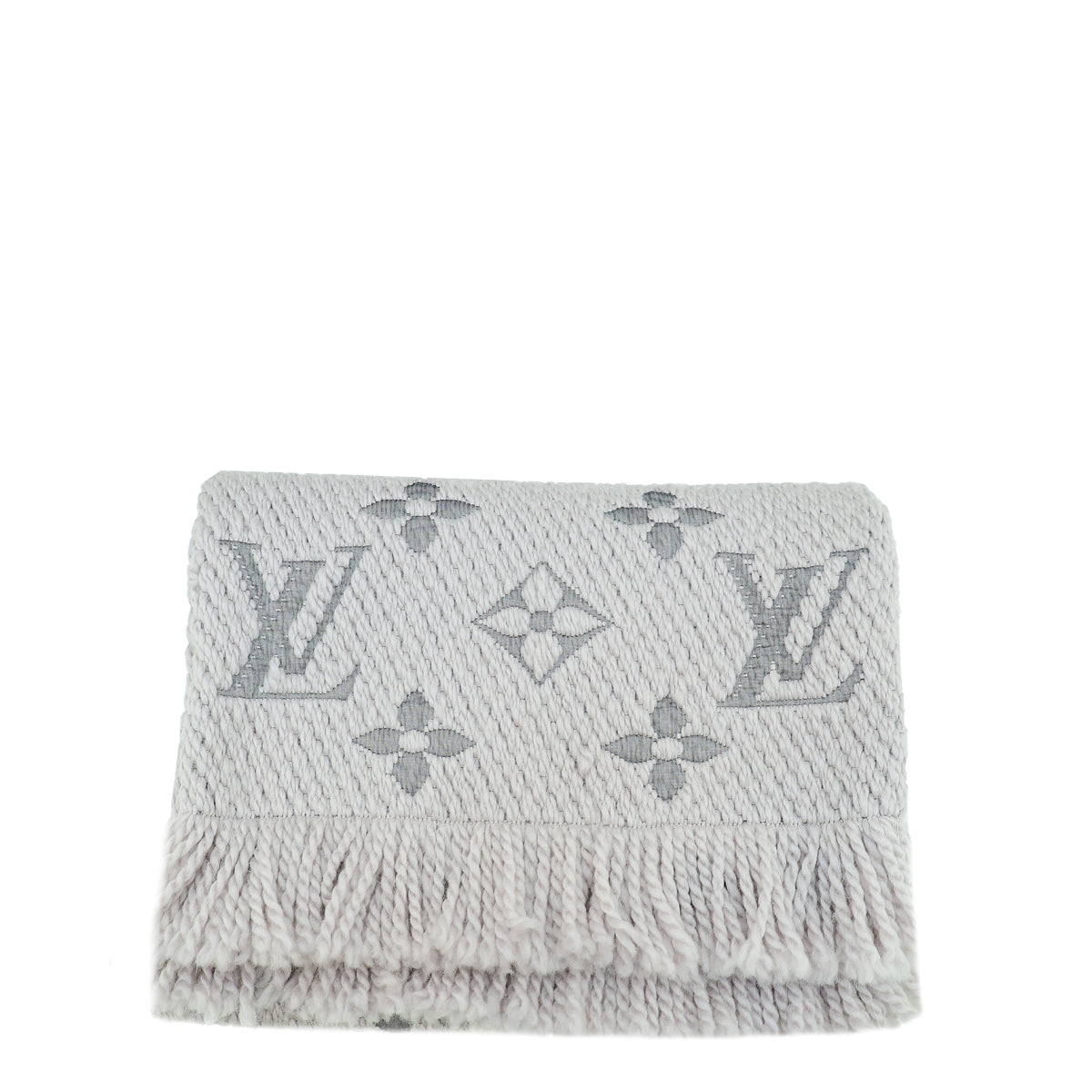 Louis Vuitton Grey Monogram Logomania Wool Silk Scarf-Louis Vuitton-THE CLOSET