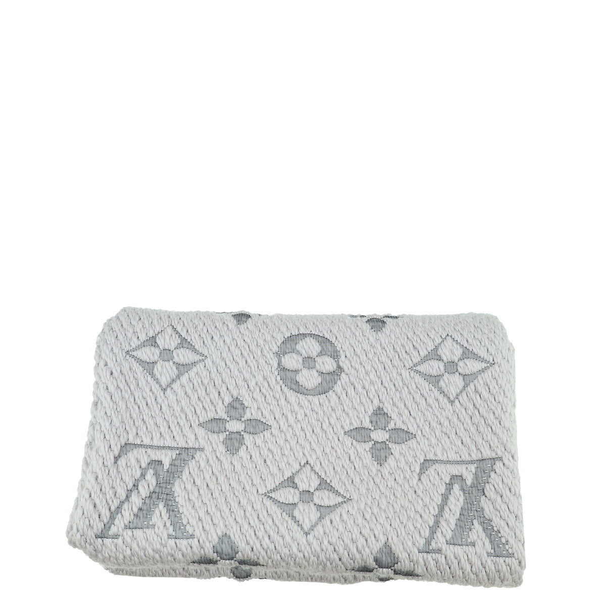 Louis Vuitton Grey Monogram Logomania Wool Silk Scarf-Louis Vuitton-THE CLOSET