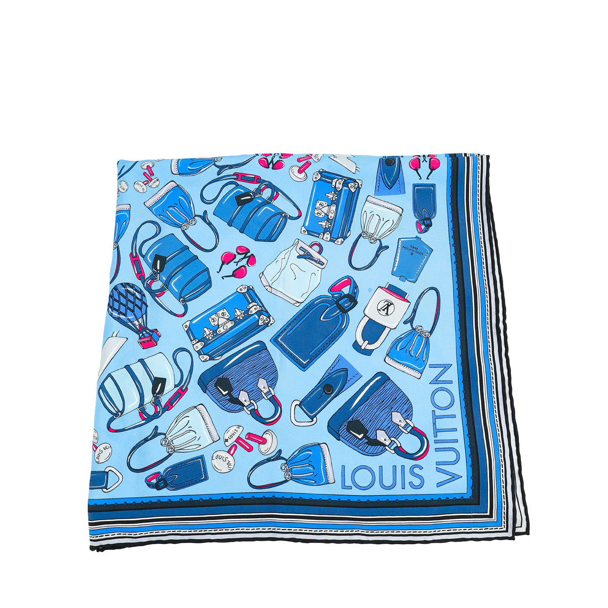 Louis Vuitton Blue Bags Print Silk Square Scarf-Louis Vuitton-THE CLOSET