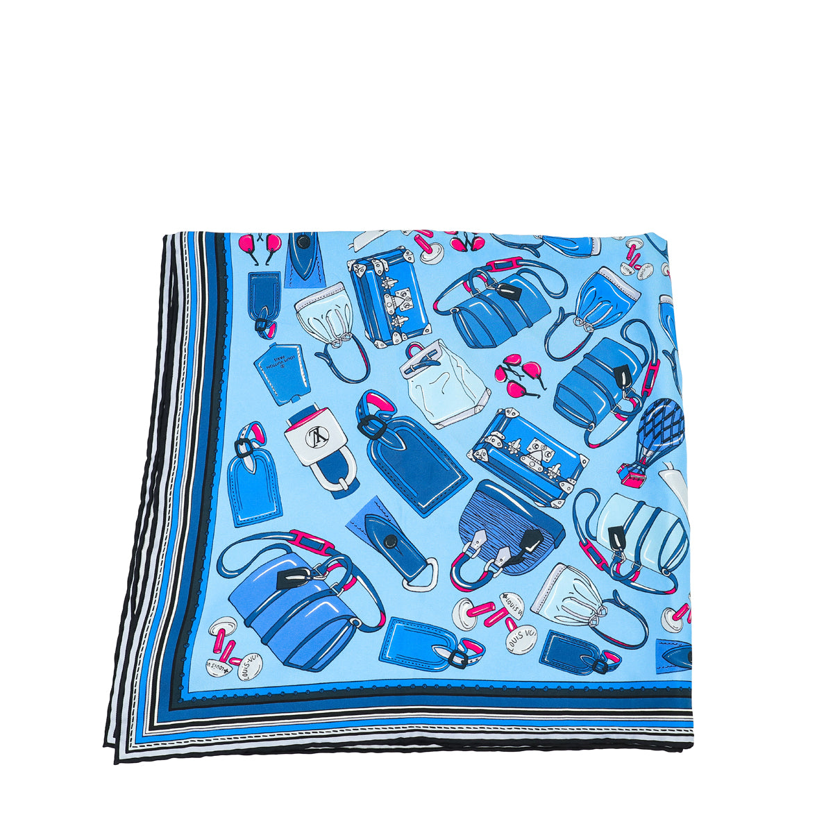 Louis Vuitton Blue Bags Print Silk Square Scarf-Louis Vuitton-THE CLOSET