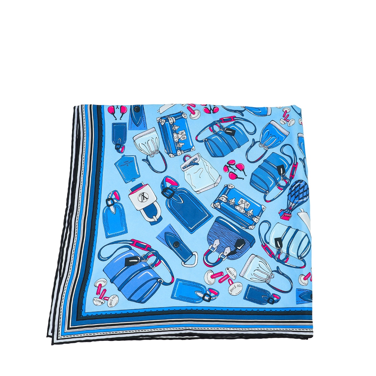 Louis Vuitton Blue Bags Print Silk Square Scarf