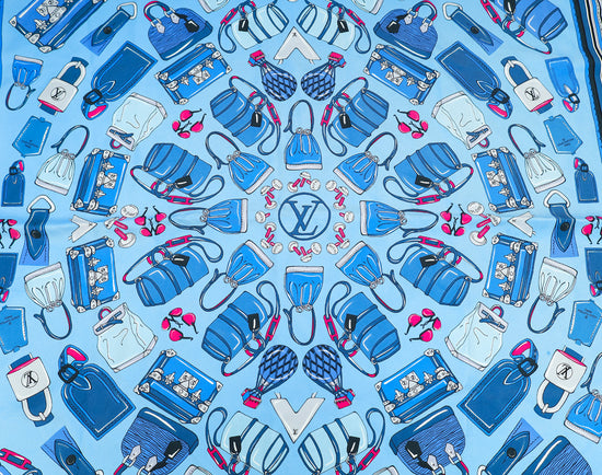 Louis Vuitton Blue Bags Print Silk Square Scarf