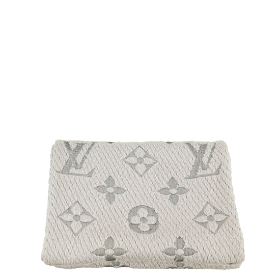Louis Vuitton Grey Monogram Logomania Wool Silk Scarf