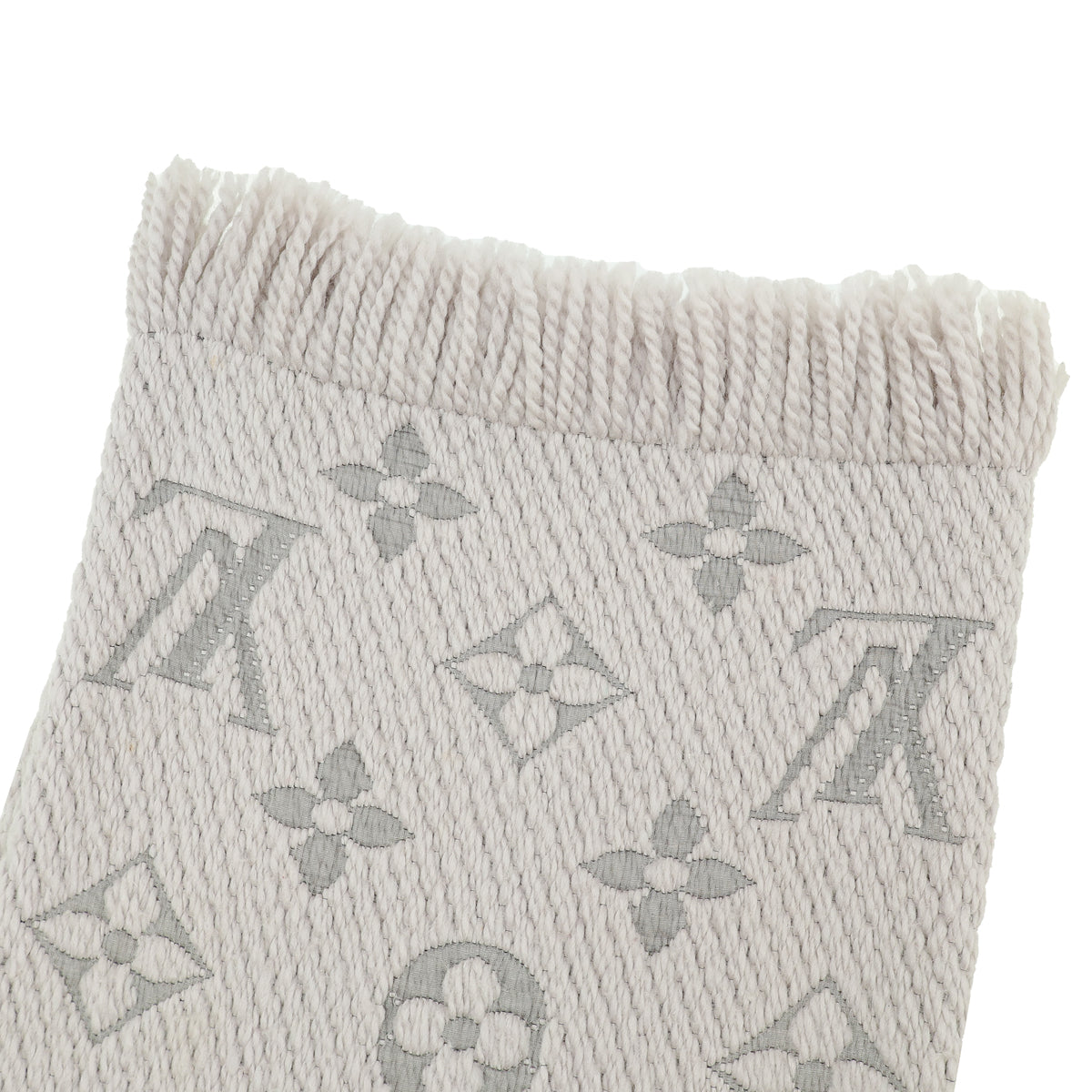 Louis Vuitton Grey Monogram Logomania Wool Silk Scarf