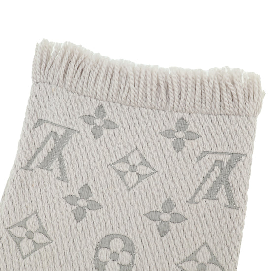 Louis Vuitton Grey Monogram Logomania Wool Silk Scarf