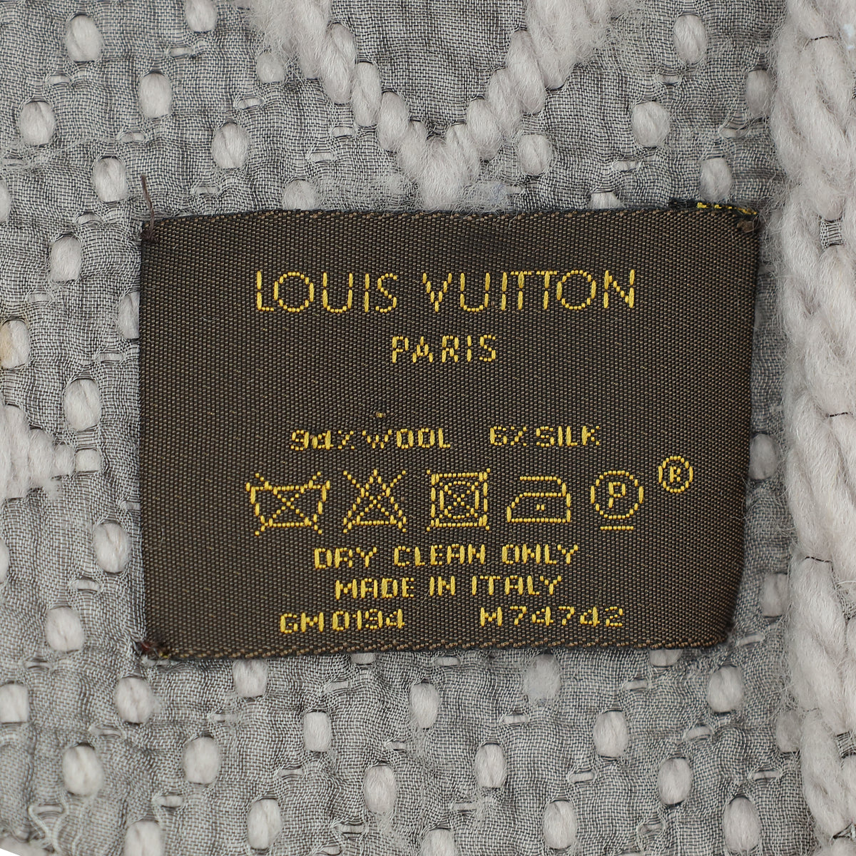 Louis Vuitton Grey Monogram Logomania Wool Silk Scarf