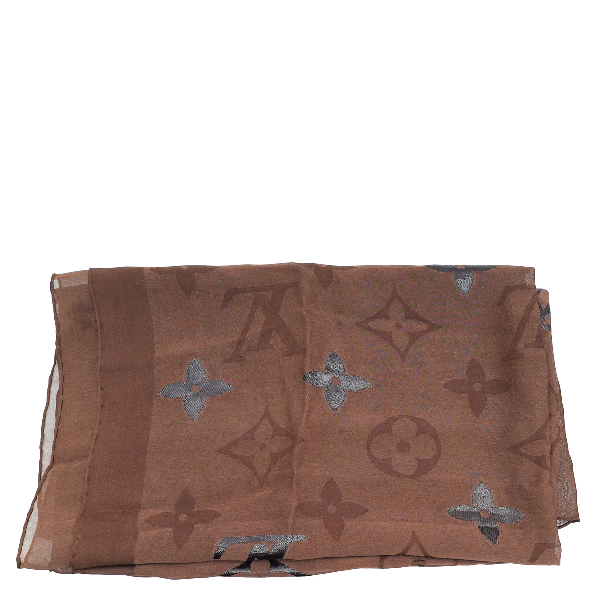 Louis Vuitton Brown Monogram Silk Stole Long Scarf-Louis Vuitton-THE CLOSET