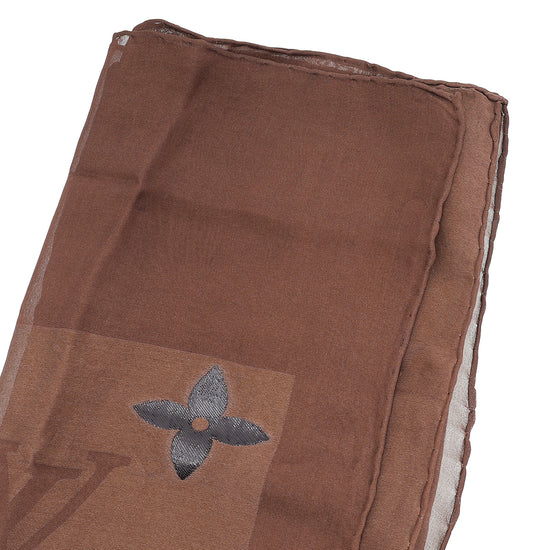 Louis Vuitton Brown Monogram Silk Stole Long Scarf-Louis Vuitton-THE CLOSET