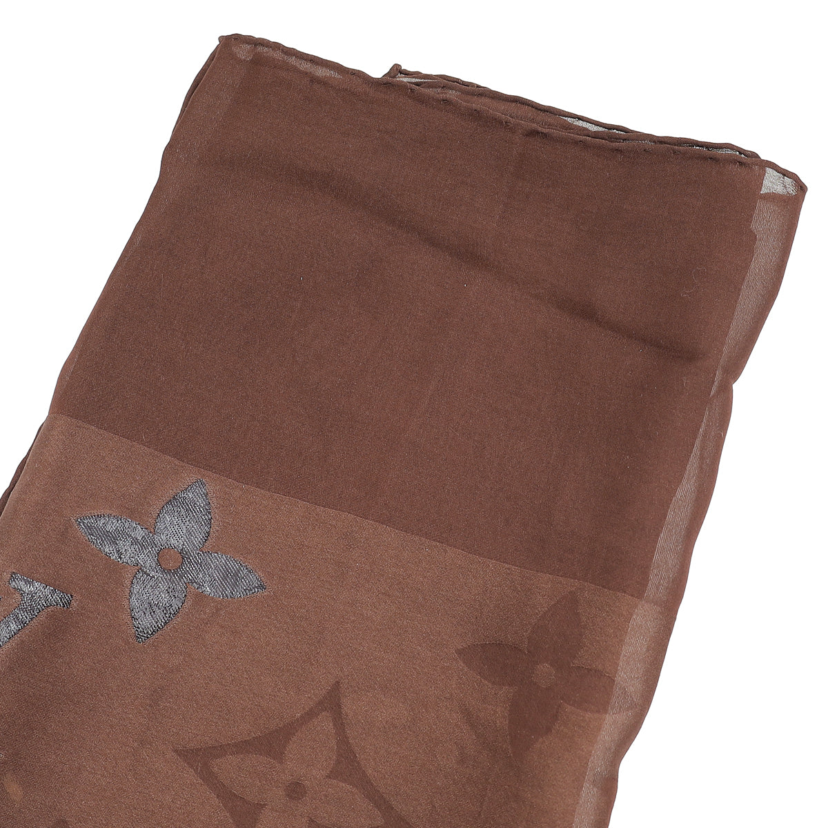 Louis Vuitton Brown Monogram Silk Stole Long Scarf-Louis Vuitton-THE CLOSET