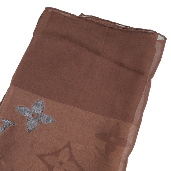 Louis Vuitton Brown Monogram Silk Stole Long Scarf-Louis Vuitton-THE CLOSET
