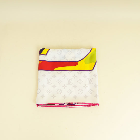 Louis Vuitton White Multicolor x Takashi Murakami Monogram Superflat Square 90