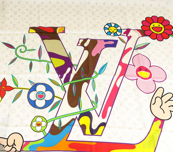 Louis Vuitton White Multicolor x Takashi Murakami Monogram Superflat Square 90