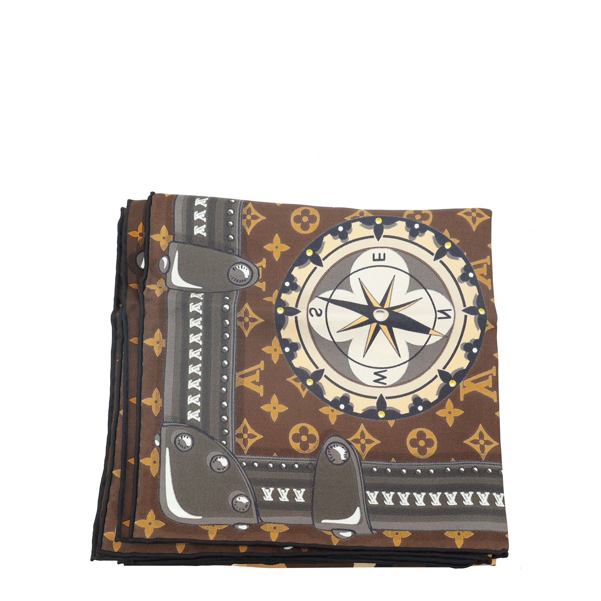 Louis Vuitton Brown Multicolor Silk Monogram LV World Square Scarf-Louis Vuitton-THE CLOSET