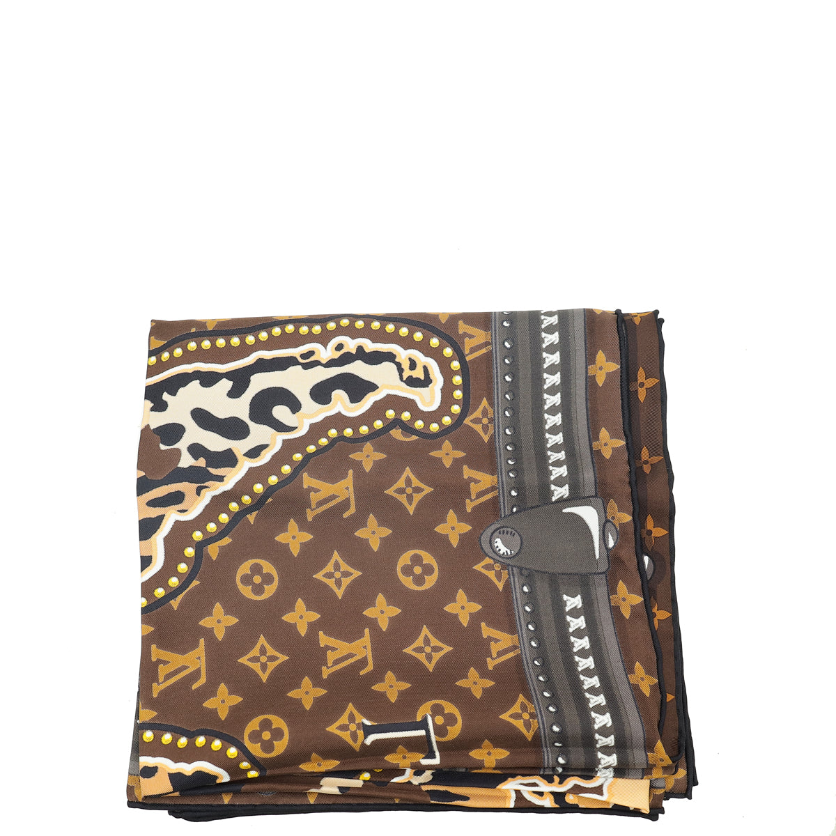 Louis Vuitton Brown Multicolor Silk Monogram LV World Square Scarf-Louis Vuitton-THE CLOSET