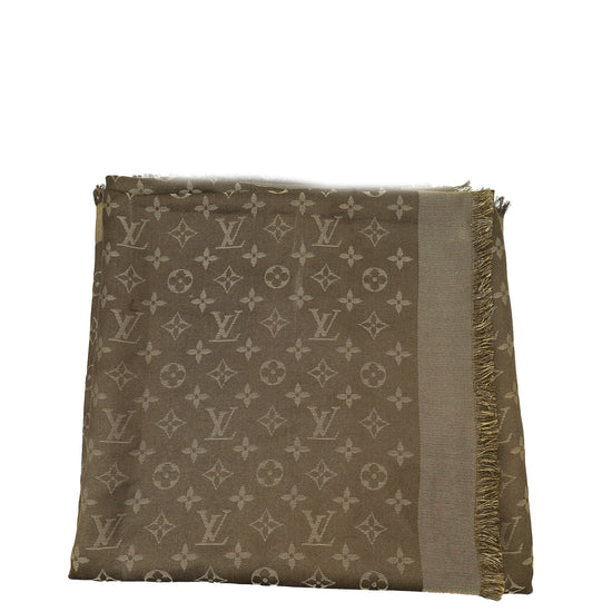 Louis Vuitton Brown Monogram Shine Wool Silk Shawl