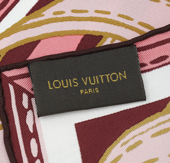 Louis Vuitton Burgundy Multicolor Belt Chain Handle Print Square Scarf –  The Closet