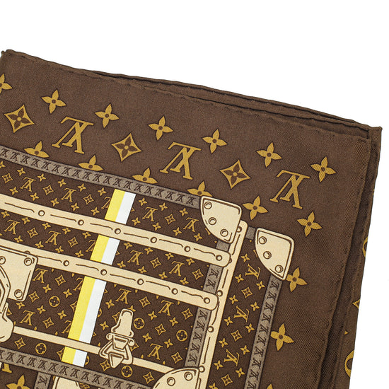 Louis Vuitton Brown Trunks Monogram Silk Scarf Louis Vuitton