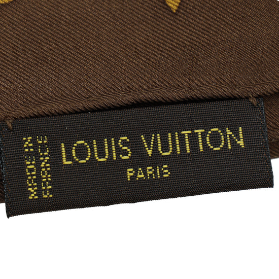 LOUIS VUITTON Silk Monogram Trunks Square Scarf Brown 1298929